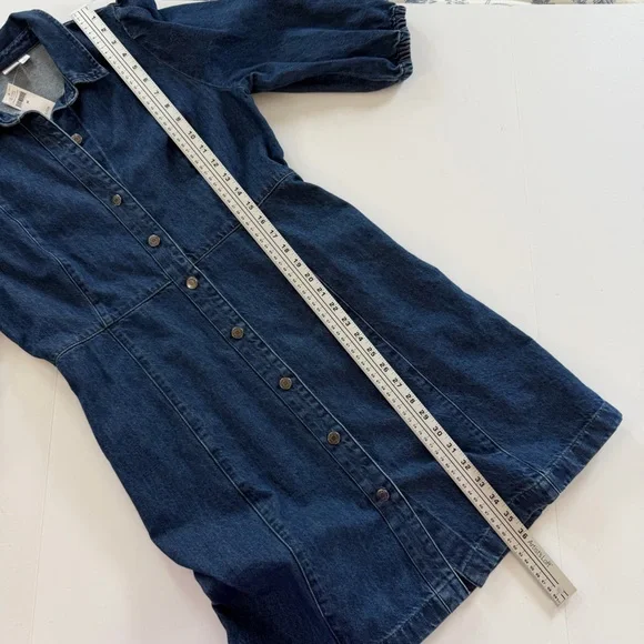 Gap Dress Womens Medium Denim Button Front Dark Wash New - Picture 2 of 7